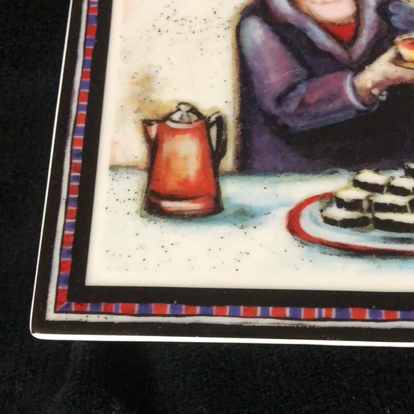 Red hat ladies Tea time ceramic trivet 8“ x 8“ 1/4 inch thick new without box - Picture 2 of 10